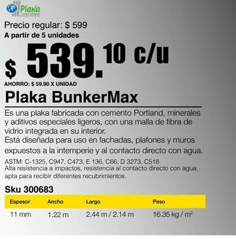 Sodimac Homecenter Panel cemento 1/2" bunkermax oferta