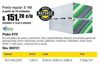 Sodimac Homecenter Panel yeso estandar 1/2" plaka oferta