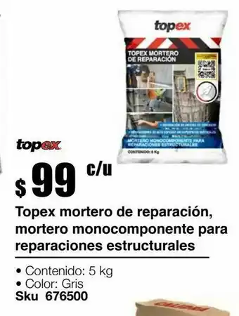 Sodimac Homecenter Topex mortero de reparación, mortero monocomponente para reparaciones estructurales 5 kg oferta