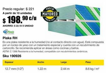 Sodimac Homecenter Panel de yeso rh 1/2m oferta
