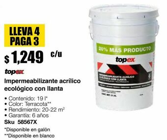 Sodimac Homecenter Impermeabilizante base llanta, aislante termico, fibratado, siliconizado, secado rapido, 19 litros , rojo oferta