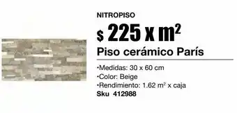 Sodimac Homecenter Piso parís beige mate 30x60 cm x m2 oferta