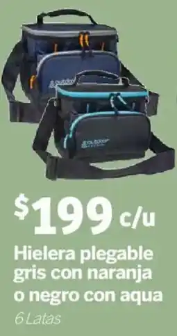 Soriana Mercado Hielera plegable gris con naranja o negro con aqua oferta
