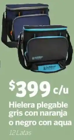 Soriana Mercado Hielera plegable gris con naranja o negro con aqua oferta