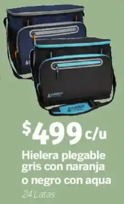 Soriana Mercado Hielera plegable gris con naranja o negro con aqua oferta