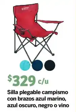 Soriana Mercado Silla plegable campismo con brazos azul marino, azul oscuro, negro o vino oferta