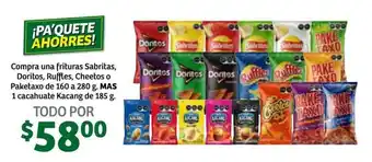 Frituras Sabritas, Doritos, Ruffles, Cheetos o Paketaxo 160a 280g, Cacahuate Kacang 185g
