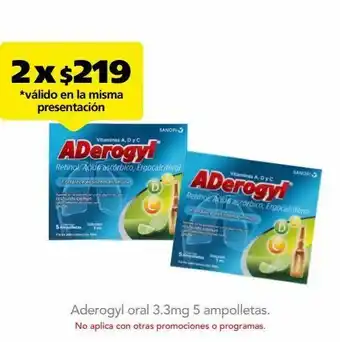Farmacia San Pablo Aderogyl oral 3.3mg 5 ampolletas oferta