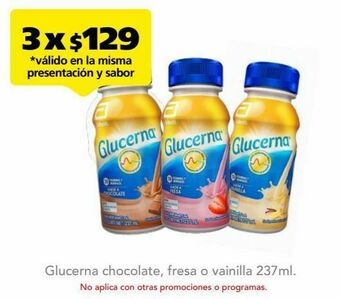 Glucerna chocolate, fresa o vainilla 237ml.
