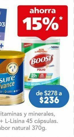 Boost high protein sabor natural 370g.