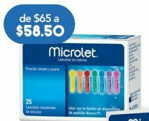 Microlet 25 lancetas de colores.