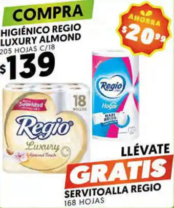 Merco Higiénico Regio Luxury Almond 205 Hojas C/18 oferta