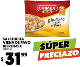 Merco Salchicha Viena de Pavo Iberomex 800gr oferta