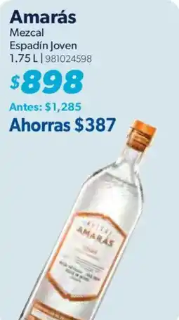 Sam's Club Amarás mezcal espadín joven oferta