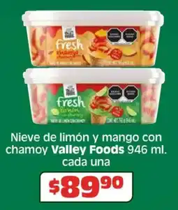 Soriana Híper Valley foods nieve de limón y mango con chamoy oferta