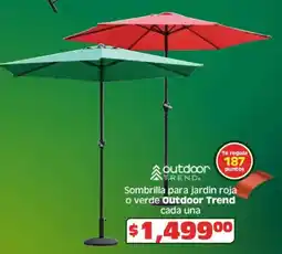 Soriana Híper Outdoor trend sombrilla para jardin roja o verde oferta