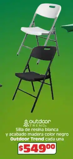 Soriana Híper Outdoor trend silla de resina blanca y acabado madera color negro oferta