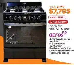 Chedraui Acros estufa 30" oferta