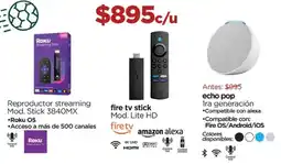 Chedraui Reproductor streaming Mod. Stick 3840MX •Roku OS oferta