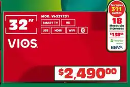 Soriana Híper Vios smart tv 32" oferta