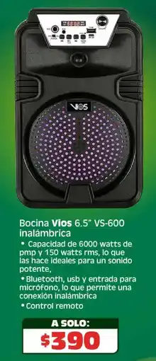 Soriana Híper Vios bocina 6.5" vs-600 inalámbrica oferta