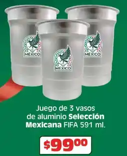 Soriana Híper Fifa juego de 3 vasos de aluminio selección mexicana oferta