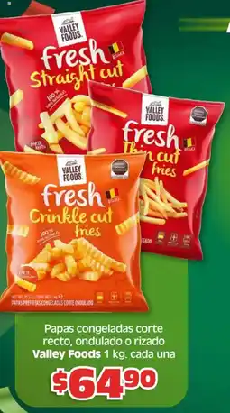 Soriana Híper Valley foods papas congeladas corte recto, ondulado o rizado oferta