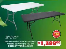 Soriana Híper Outdoor trend mesa de resina blanca y acabado oferta