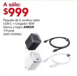 City Club Anker 2 combos cable USB-C + Cargador 45W blanco y negro oferta