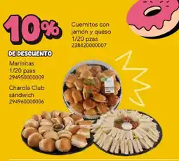 City Club Marinitas, Charola Club sandwich o Cuernitos con jamón y queso oferta