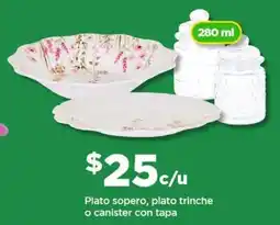 Bodega Aurrerá Plato sopero, plato trinche o canister con tapa oferta