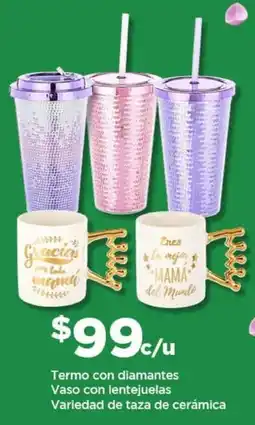 Bodega Aurrerá Termo con diamantes vaso con lentejuelas variedad de taza de cerámica oferta