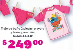Soriana Híper Traje de baño 2 piezas, playera y bikini para niña oferta