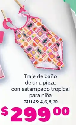 Soriana Híper Traje de baño de una pieza con estampado tropical para niña oferta