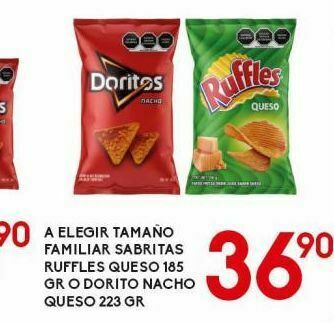 Alsuper Sabritas, ruffles queso 185g oferta