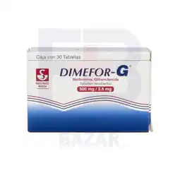 Farmacias Bazar DIMEFOR G 500/2.5MG 30 TABLETAS oferta