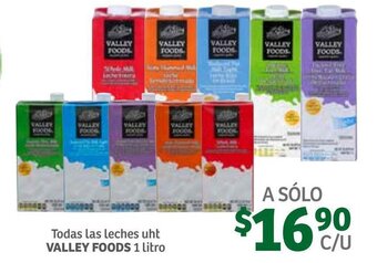 Soriana Híper Leches UHT Valley Foods 1L oferta