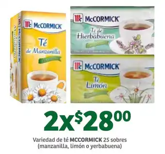 Soriana Híper Té de Manzanilla/Limón/Hierbabuena McCormick 2x25 sobres oferta