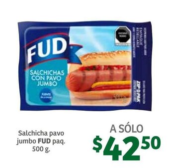 Soriana Híper Salchicha Pavo Jumbo Fud 500g oferta
