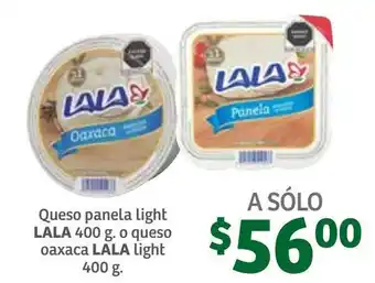 Soriana Híper Queso Panela/Oaxaca Light Lala 400g oferta