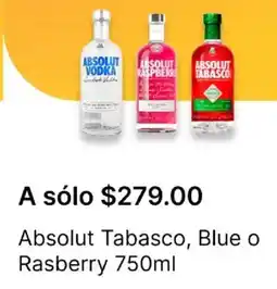 OXXO Absolut tabasco, blue o rasberry oferta