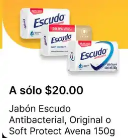 OXXO Escudo jabón antibacterial, original o soft protect avena oferta