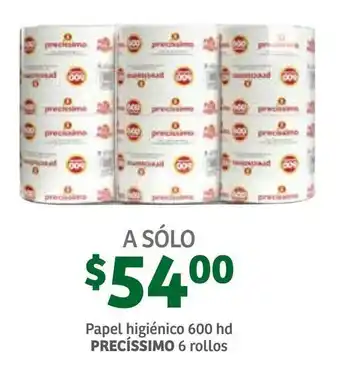 Soriana Híper Papel Higiénico Precíssimo 600 hojas 6 rollos oferta