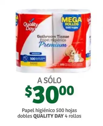 Soriana Híper Papel Higiénico Dobles Quality Day 500 hojas 4 rollos oferta