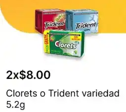 OXXO Clorets o trident variedad oferta