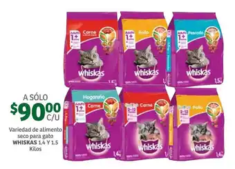 Soriana Híper Alimento Seco Para Gato Whiskas 1.4 y 1.5kg oferta