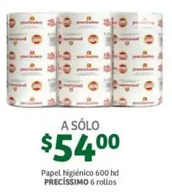 Soriana Mercado Papel Higiénico Precíssimo 600 hojas 6 rollos oferta