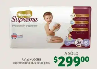 Pañal Huggies Supreme Niño et6 36 pzas