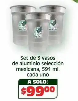 Soriana Híper Set de 3 vasos de aluminio selección mexicana oferta