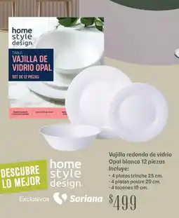 Soriana Híper Home style design vajilla redonda de vidrio opal blanco oferta